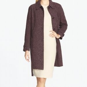 LL Bean Wool Purple Trench Coat Silk Medium